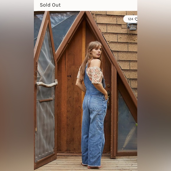 NWT Anthropologie Edwin Sadie Utility Denim Overalls RipTide Size L - Picture 2 of 10